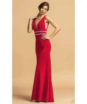 Aspeed Design D198 Bejeweled Waist Sheath Dress