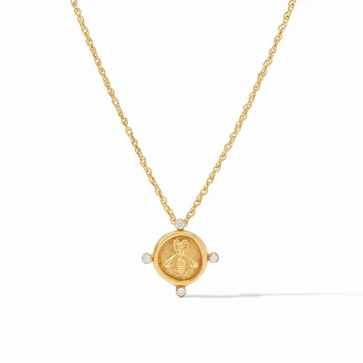 Bee Cameo Solitaire Gold Cubic Zirconia Necklace by Julie Vos