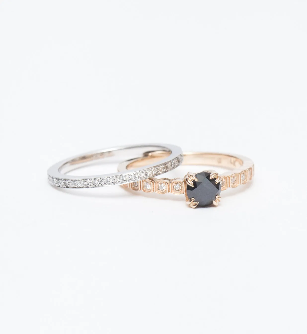 Black Diamond Tiny Wheat Engagement Ring