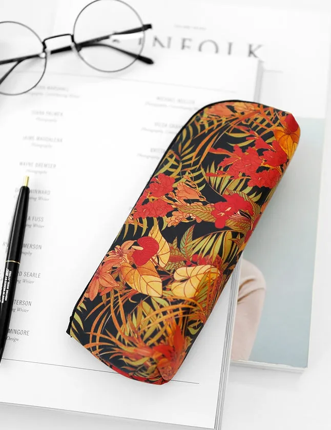 Black Orange Tropical Floral Flower Graphic Pencil Cases Stationery Zipper School 19cm Office organizers cosmetic pouches Gifts 