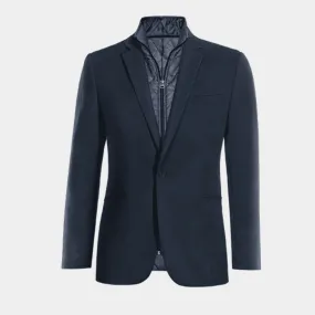  Blazer azul marino elástica de entretiempo de 1 botón