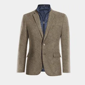  Blazer marrón claro de donegal tweed esencial