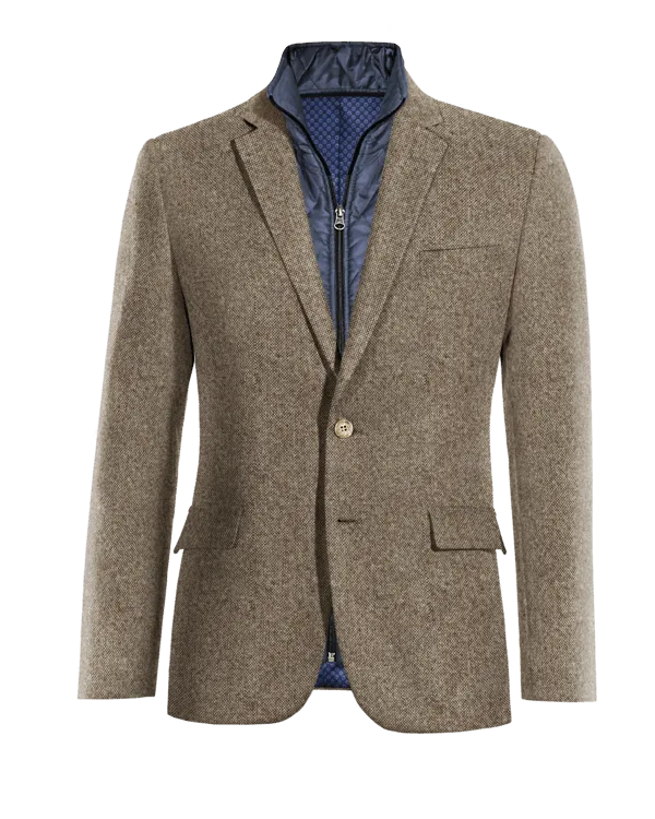  Blazer marrón claro de donegal tweed esencial