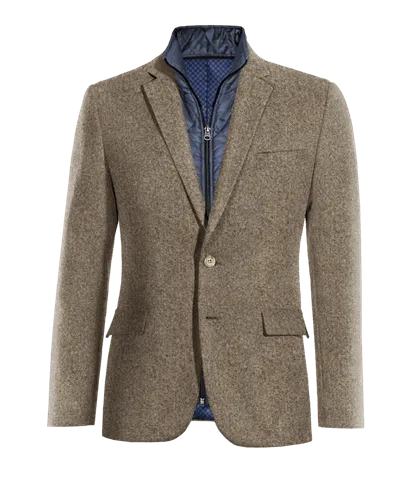  Blazer marrón claro de donegal tweed esencial