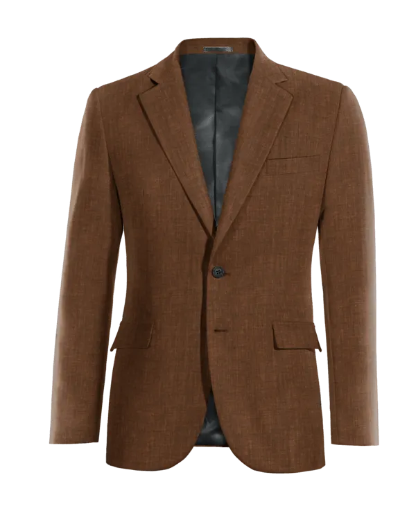  Blazer marrón de lino solapa ancha slim fit