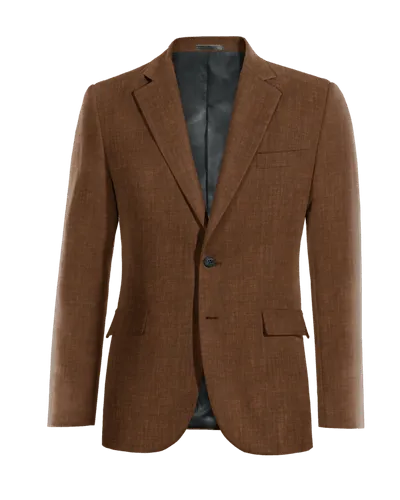  Blazer marrón de lino solapa ancha slim fit