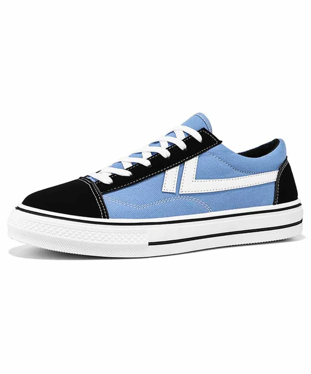 Blue canvas stripe pattern lace up shoe sneaker