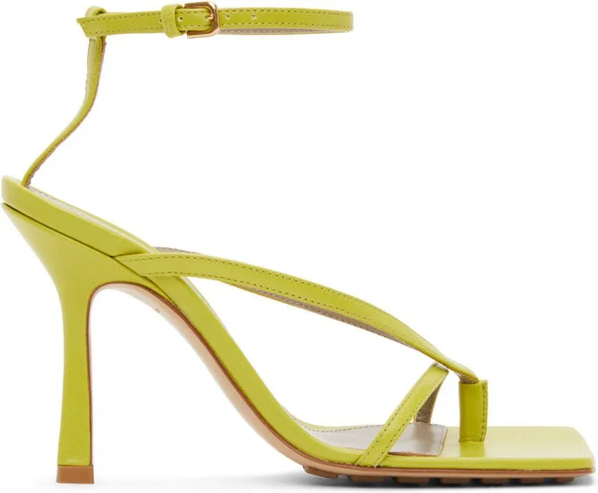 Bottega Veneta Green Strappy Stretch Heeled Sandals