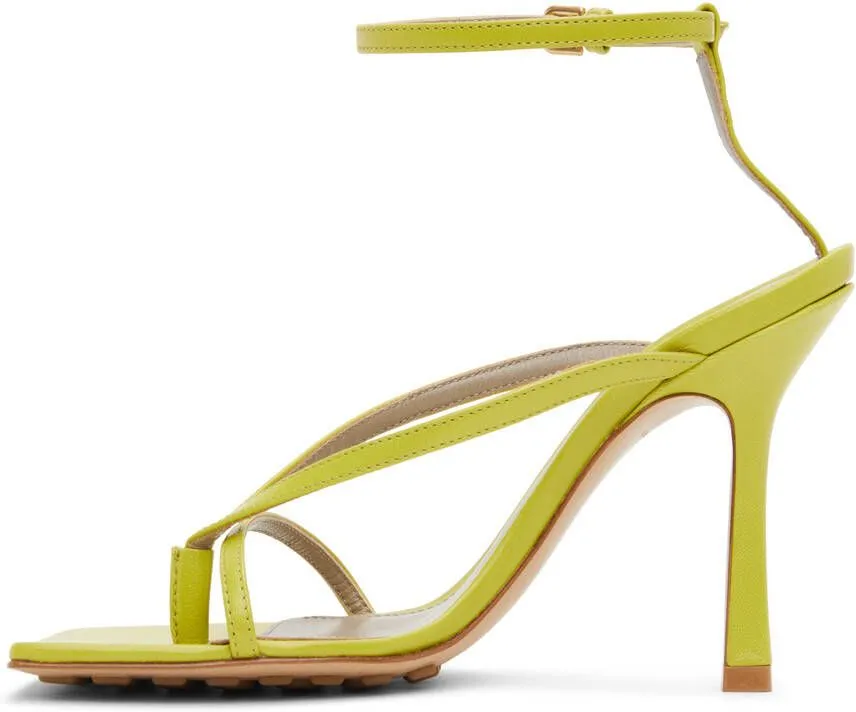 Bottega Veneta Green Strappy Stretch Heeled Sandals