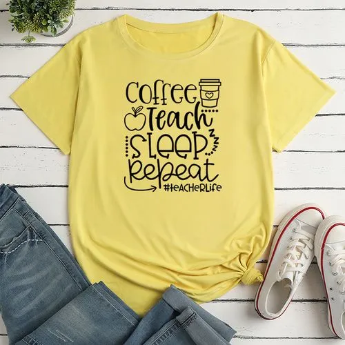 Casual Letter Polyester Round Neck Short Sleeve Regular Sleeve Printing T-shirt