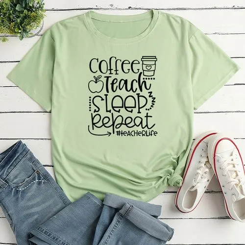 Casual Letter Polyester Round Neck Short Sleeve Regular Sleeve Printing T-shirt