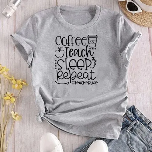 Casual Letter Polyester Round Neck Short Sleeve Regular Sleeve Printing T-shirt