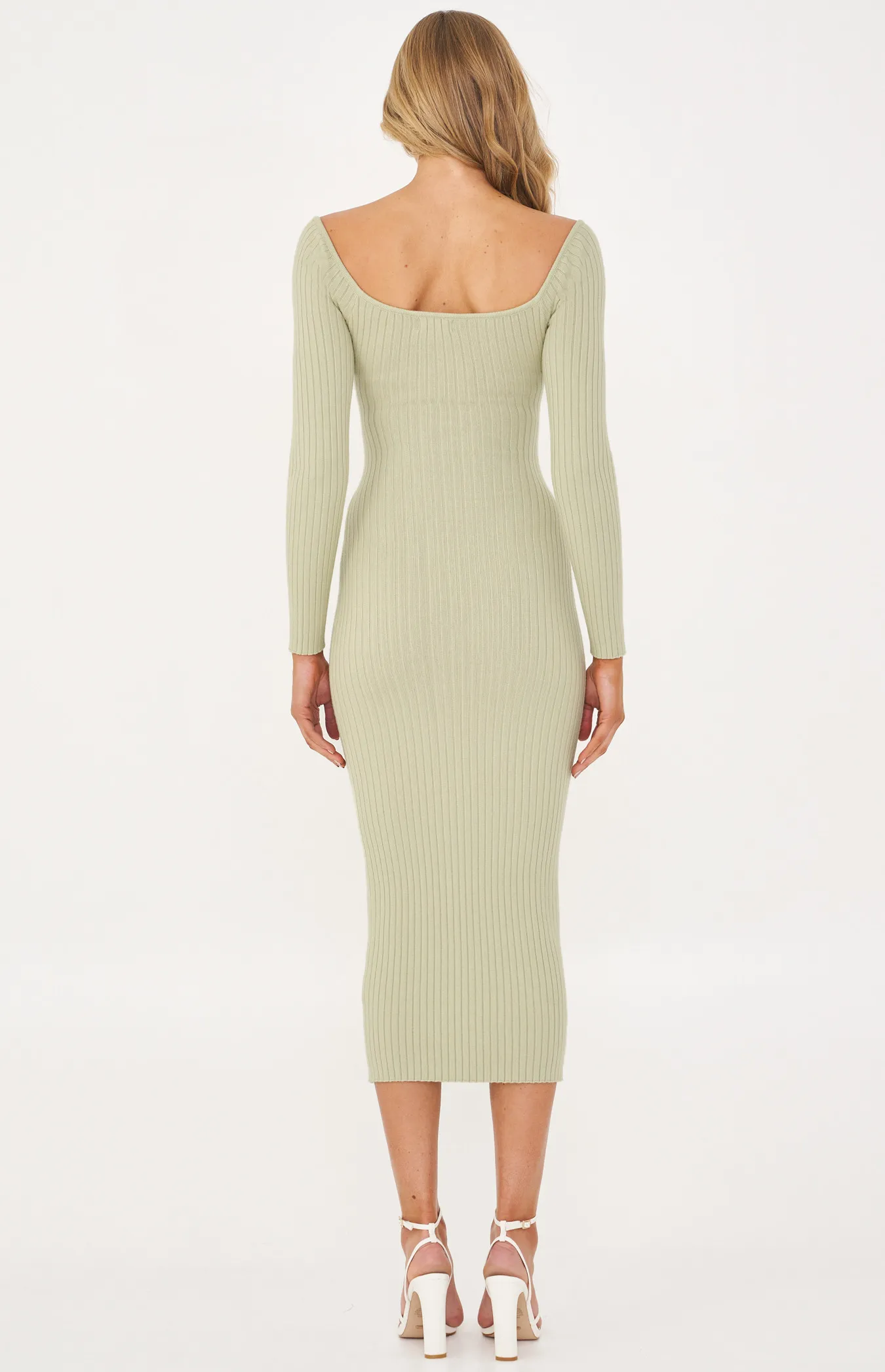 Cross Front Ribbed Knit Midi Dress (WKN347)