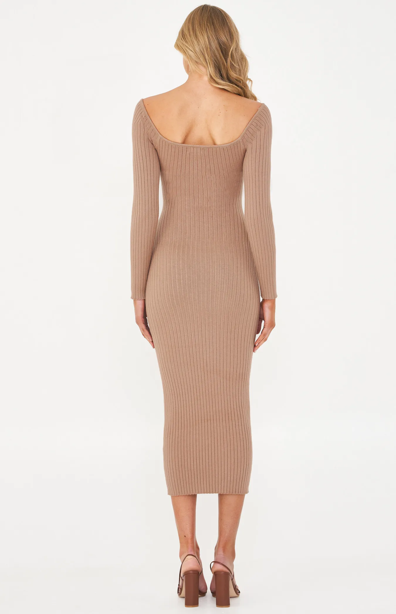 Cross Front Ribbed Knit Midi Dress (WKN347)