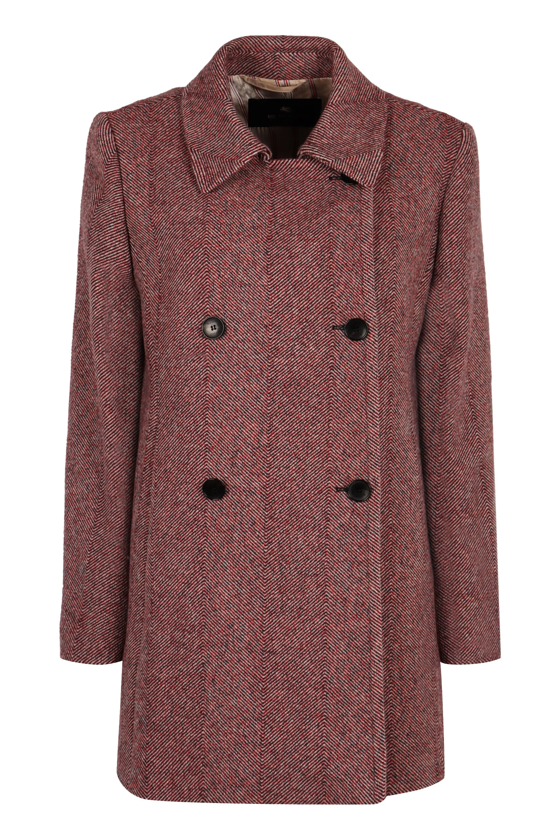 DOUBLE-BREASTED WOOL-BLEND TWEED COAT