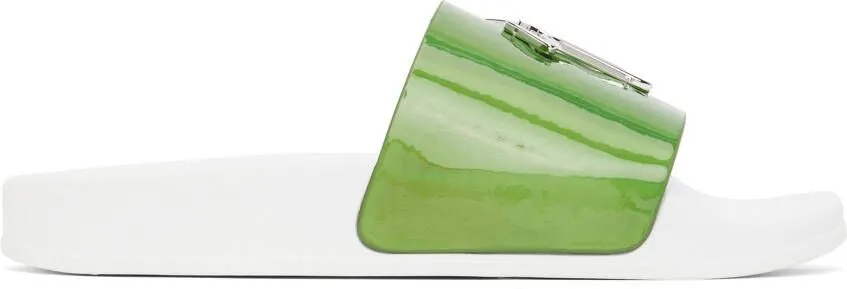 Giuseppe Zanotti Green & White New Laburela Flat Sandals