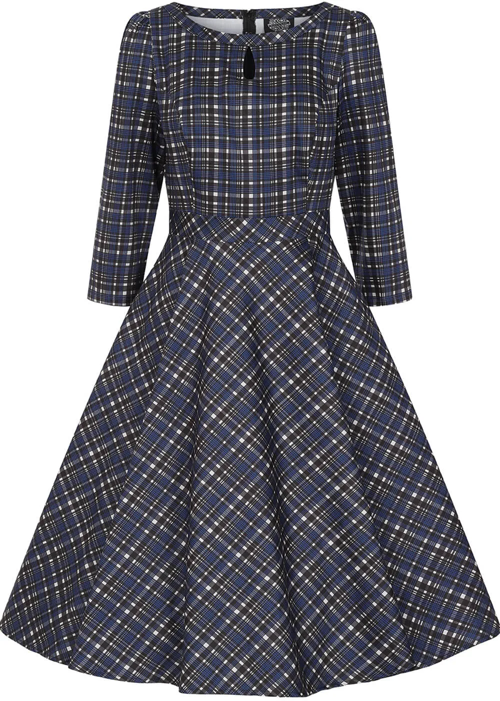 Hearts & Roses Anna Check 50's Swing Dress Navy