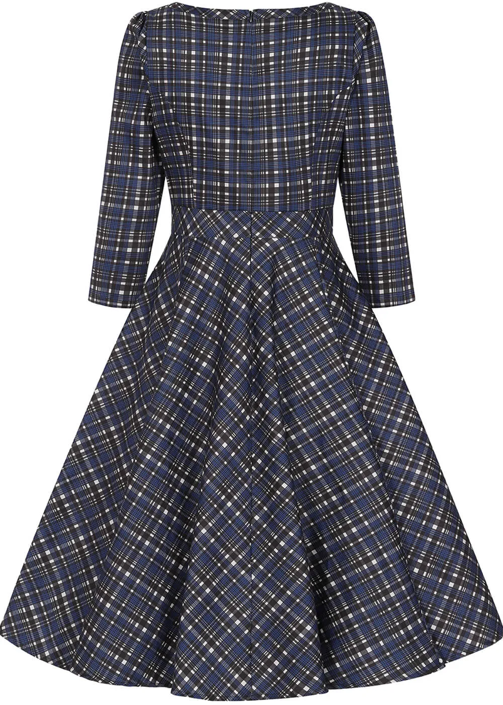 Hearts & Roses Anna Check 50's Swing Dress Navy