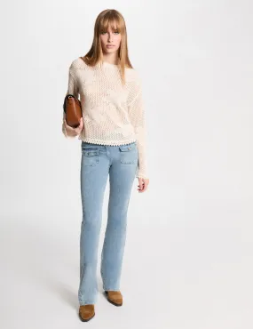 High-waisted bootcut jeans bleach denim women