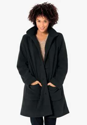 Hooded A-Line Fleece Coat