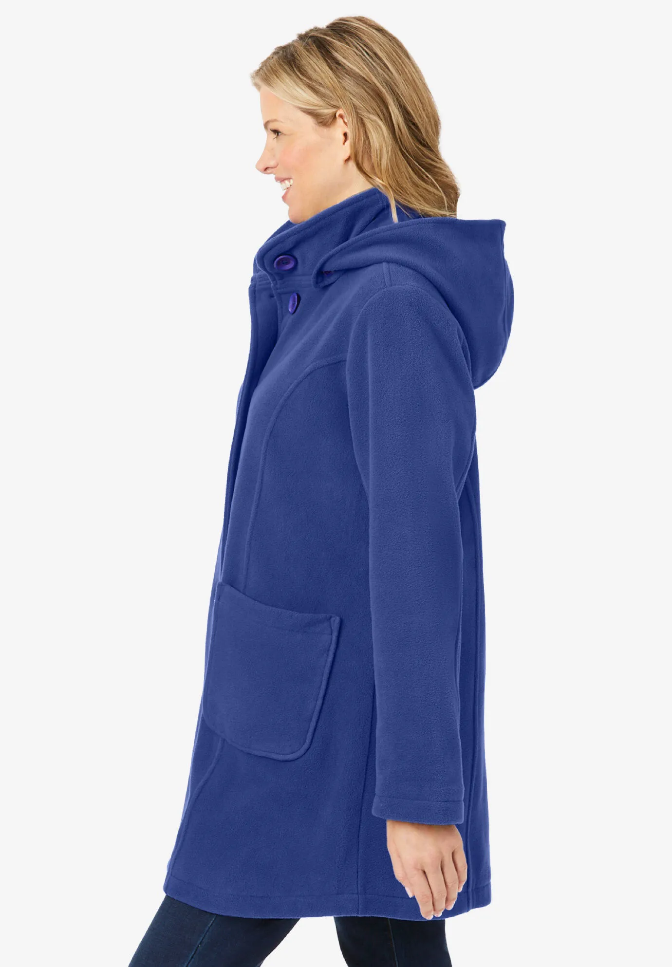 Hooded A-Line Fleece Coat