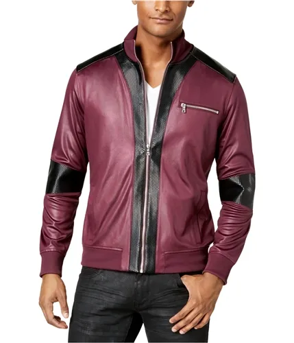 I-N-C Mens Faux Leather Trim Jacket