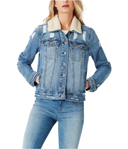 Jessica Simpson Womens Distressed Jean Jacket