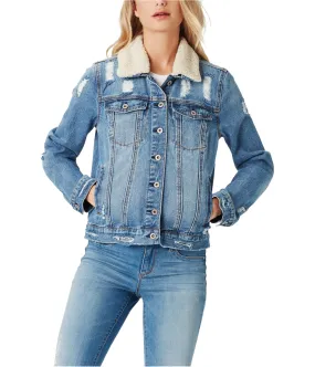 Jessica Simpson Womens Distressed Jean Jacket