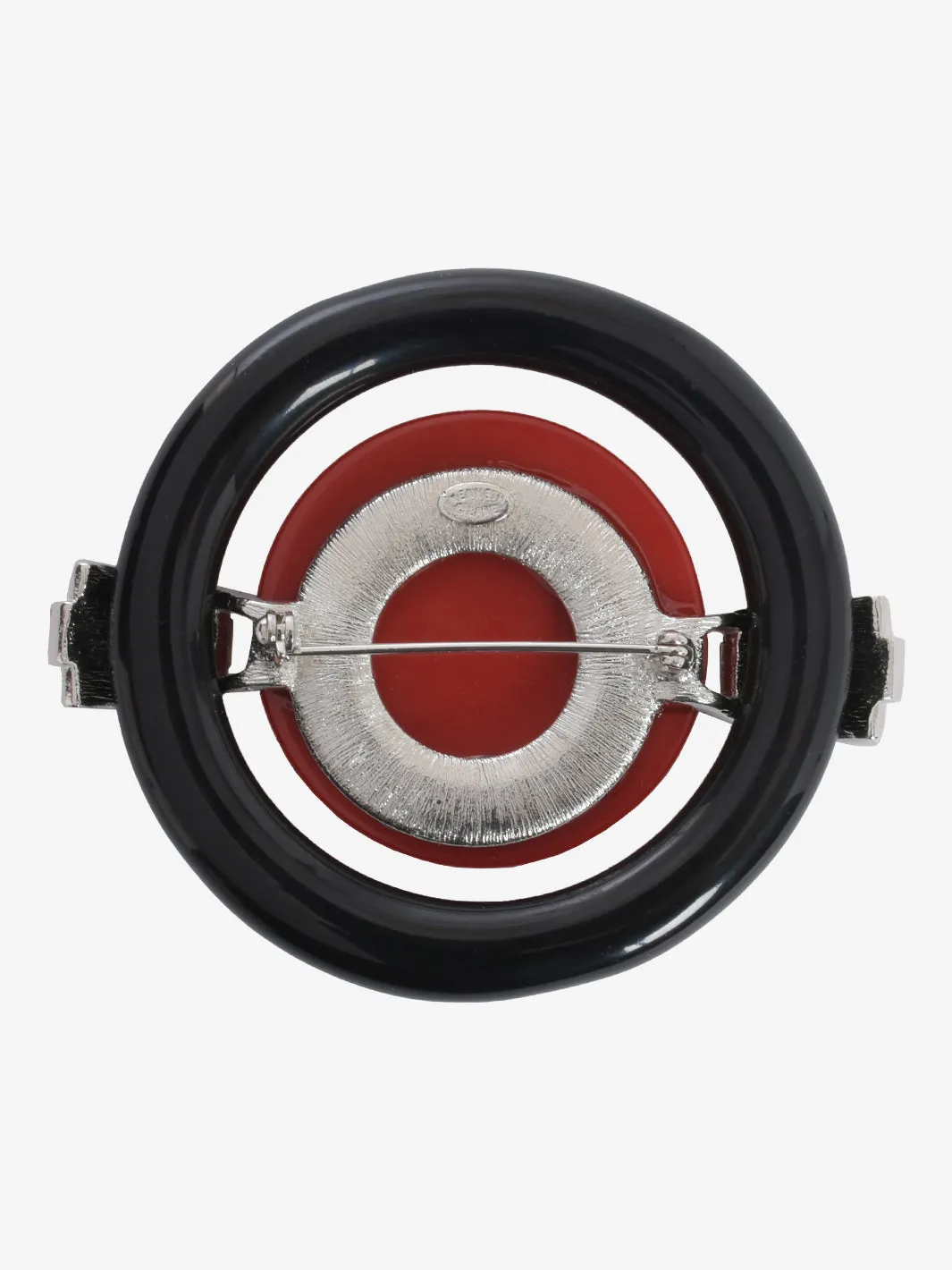 Kenneth Jay Lane Red And Black Circle Brooch