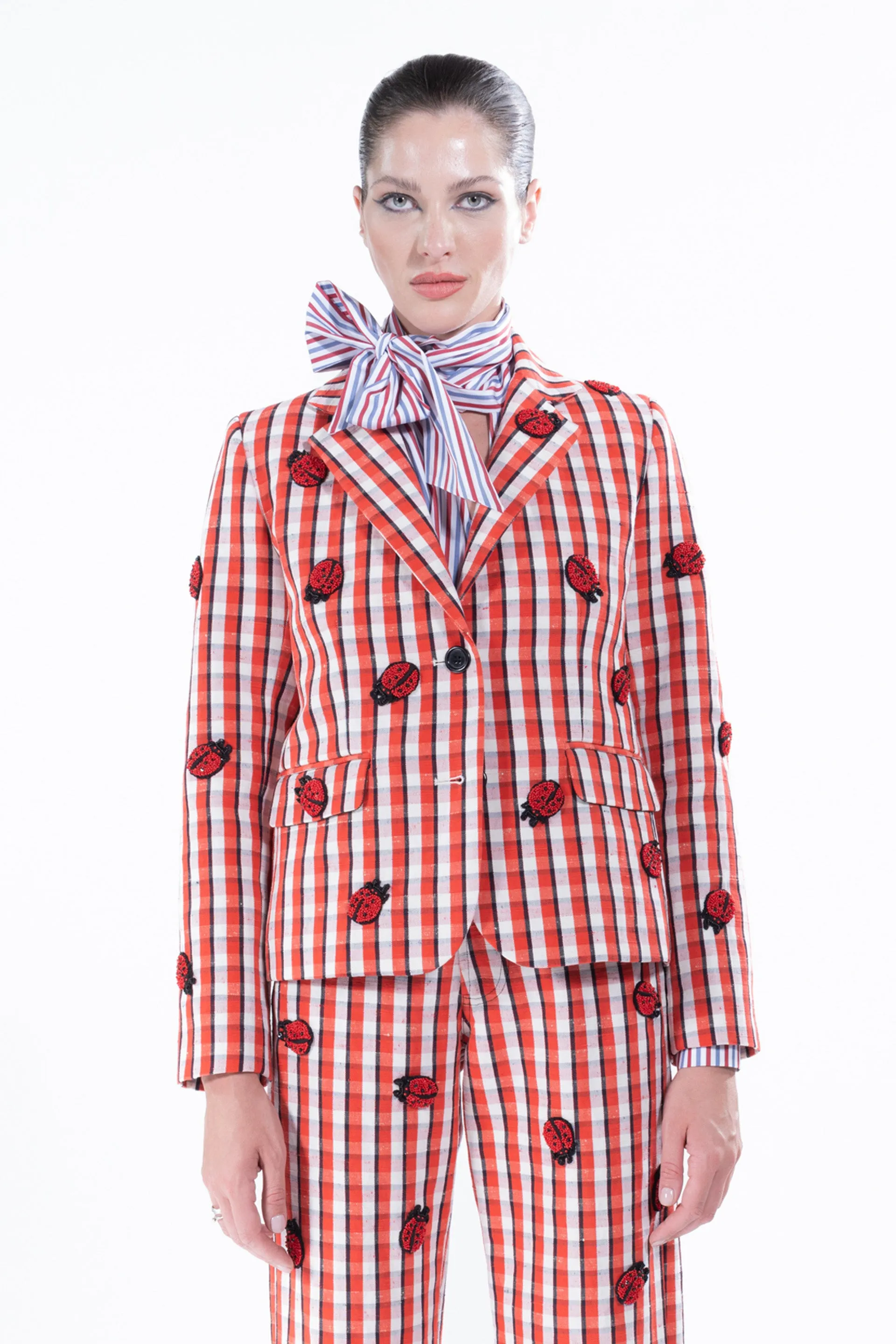 'LADYBUG SUMMER CHECK' L/S SHORT BLAZER