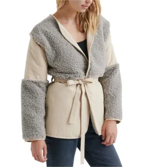 Lucky Brand Womens Faux Fur Paneled Coat