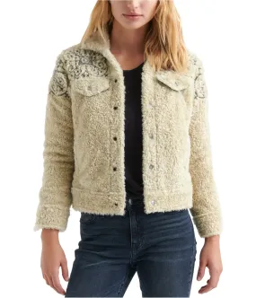 Lucky Brand Womens Sherpa Jean Fleece Jacket