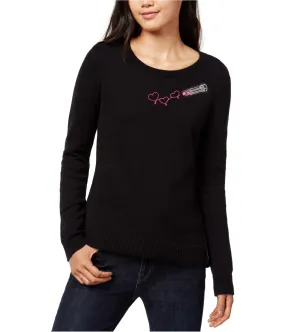 Maison Jules Womens Embroidered Lipstick Knit Sweater