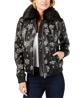 Michael Kors Womens Embroidered Bomber Jacket