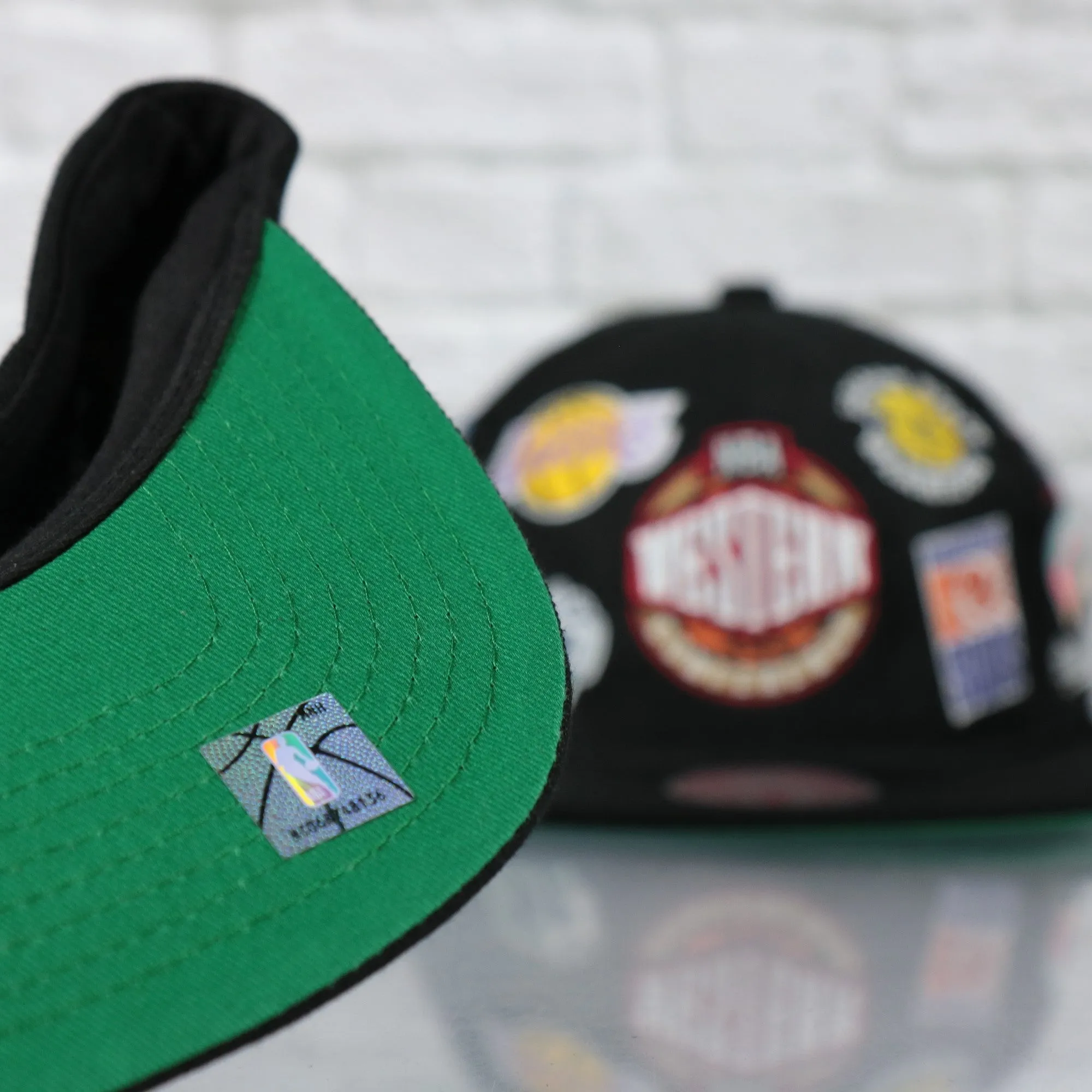 NBA West All Over Conference Hardwood Classics Deadstock Green bottom | Black Snapback Hat