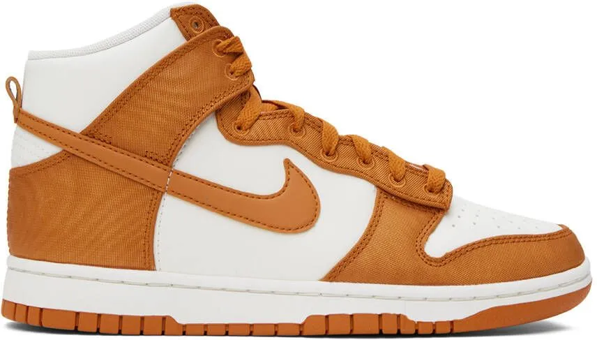 Nike White & Orange Dunk Hi Retro Sneakers