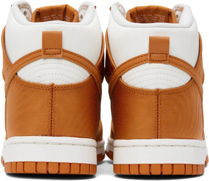 Nike White & Orange Dunk Hi Retro Sneakers