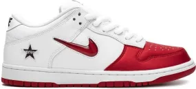 Nike x Supreme SB Dunk Low Jewel Swoosh Red White sneakers