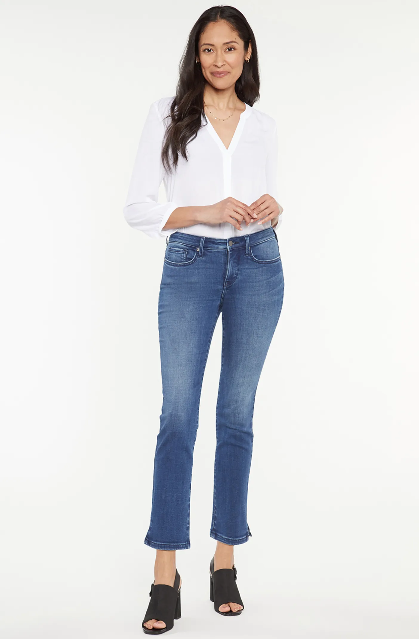 NYDJ Sheri slim ankle jeans, riveted side slits