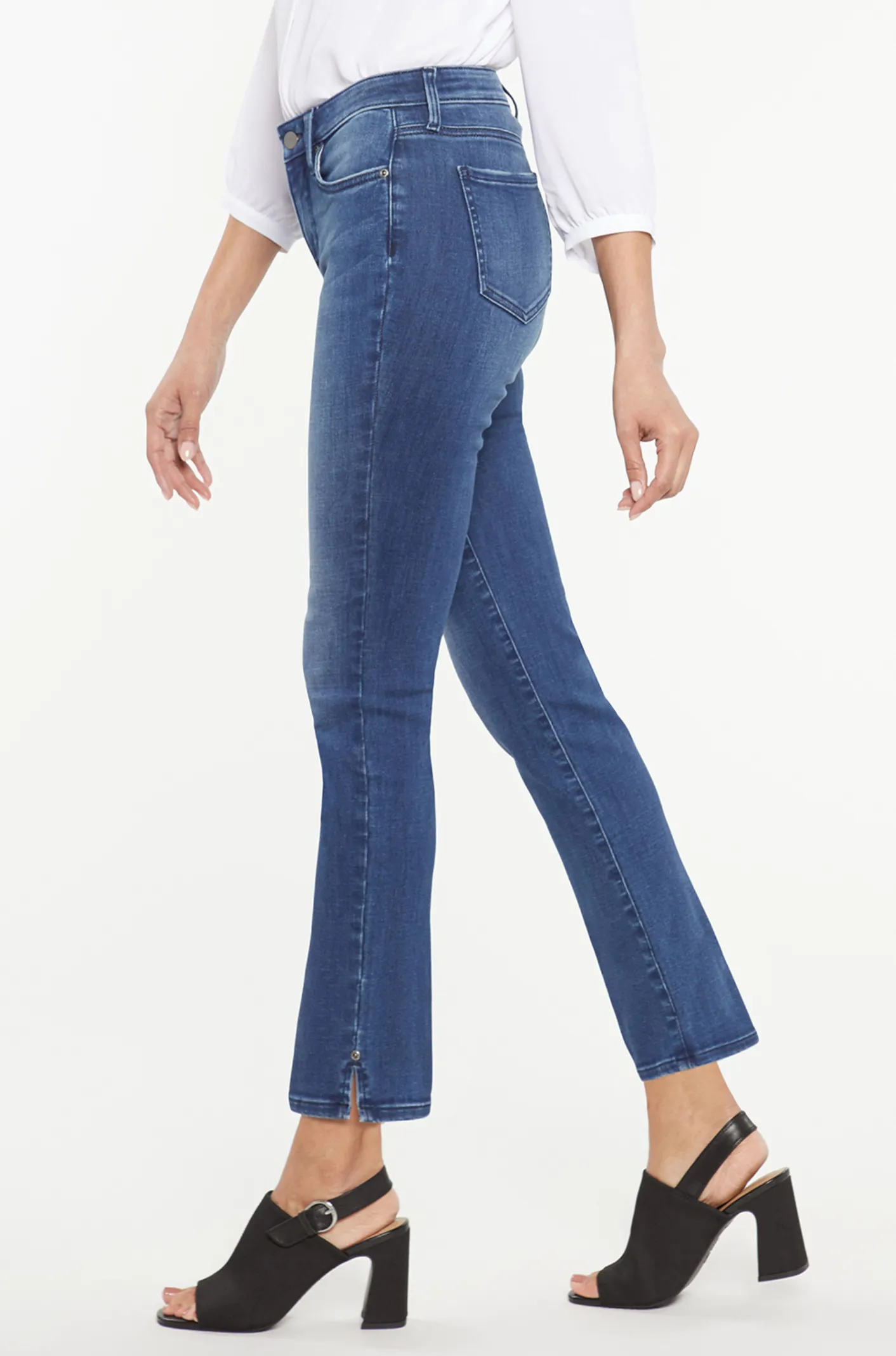 NYDJ Sheri slim ankle jeans, riveted side slits