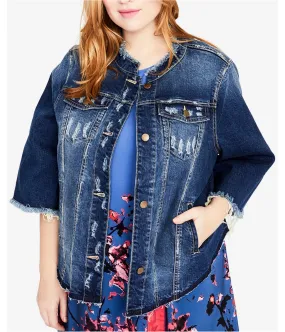 Rachel Roy Womens Bell Sleeve Denim Jean Jacket, TW2