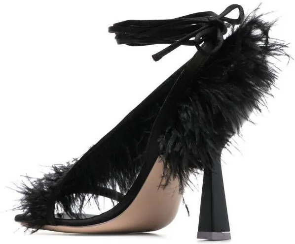 Sebastian Milano Marie A. 110mm feather-trim sandals Black