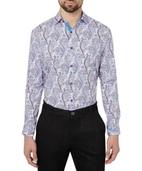 Society Of Threads Men's Slim-Fit Performance Stretch Paisley Dress Shirt