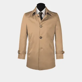  Trench coat de botonadura simple camel corta