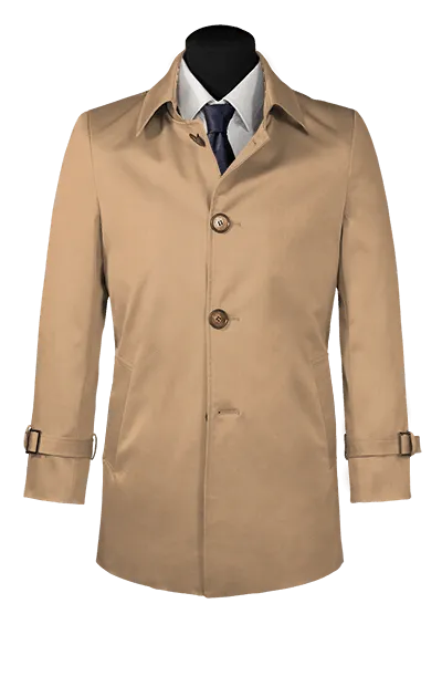  Trench coat de botonadura simple camel corta