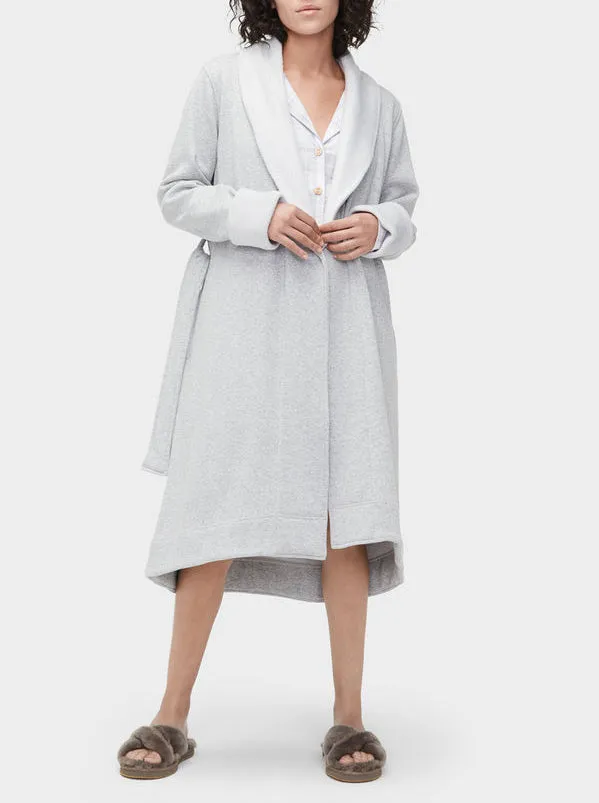 UGG DUFFIELD II Double Knit Fleece Robe in Seal Heather 