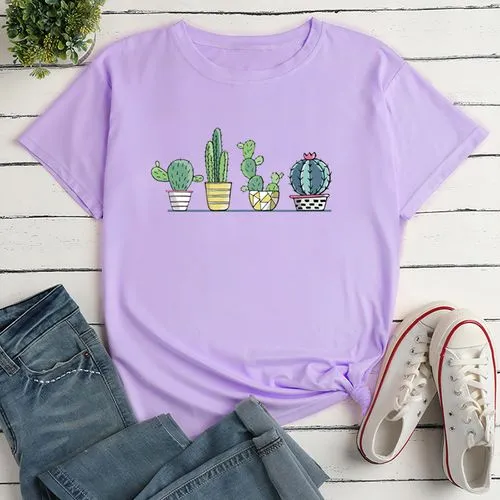 Unisex T-shirt Short Sleeve T-shirts Printing Casual Cactus Plant