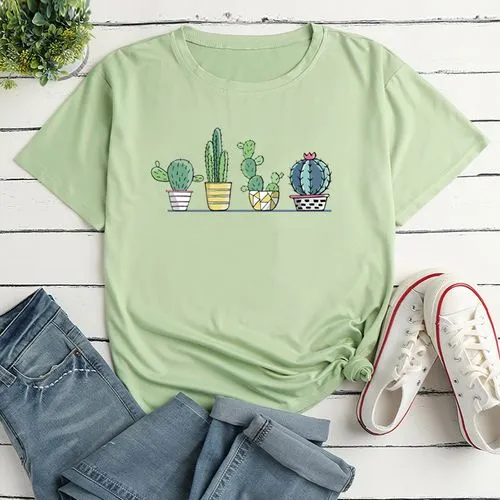 Unisex T-shirt Short Sleeve T-shirts Printing Casual Cactus Plant