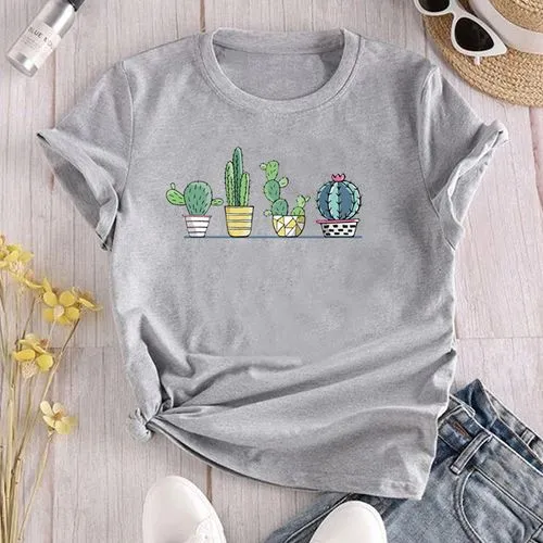 Unisex T-shirt Short Sleeve T-shirts Printing Casual Cactus Plant