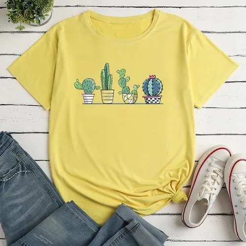 Unisex T-shirt Short Sleeve T-shirts Printing Casual Cactus Plant